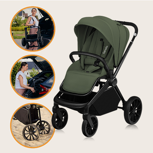 Lionelo Mika Plus 3w1 Green Olive — Wózek wielofunkcyjny